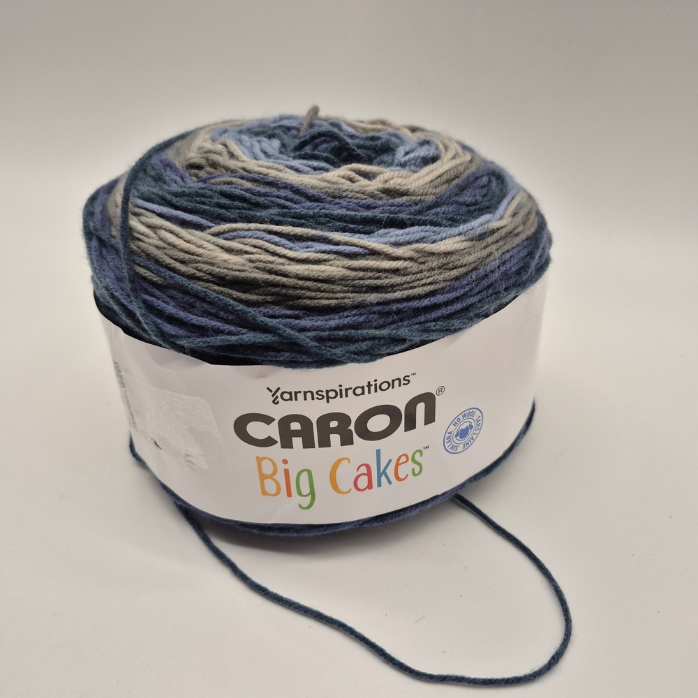 Caron Big Cakes Yarn Unisex 10.5oz Nightberry Blue Grey Striped Acrylic